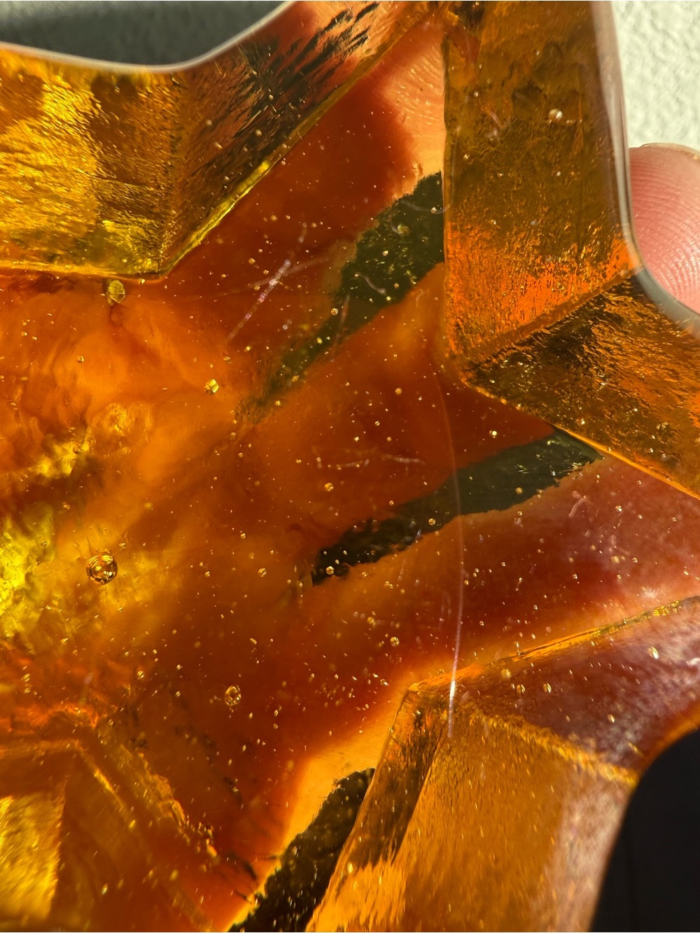 Handmade Amber Art Glass Star Sculpture — “Fire & Light” Signed - Picture 8 of 8